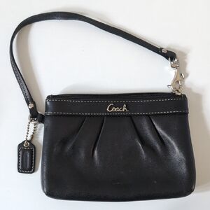 Coach Black Leather Clutch Wristlet